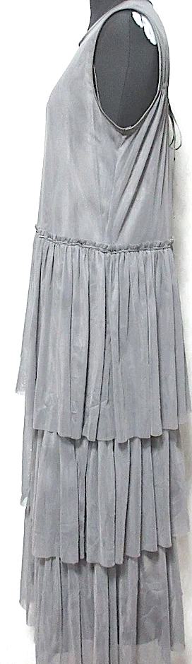 SLOBE IENA JAPAN. 23AW COLLECTION. Grey habi Tulle Ruffle Tiered Dress