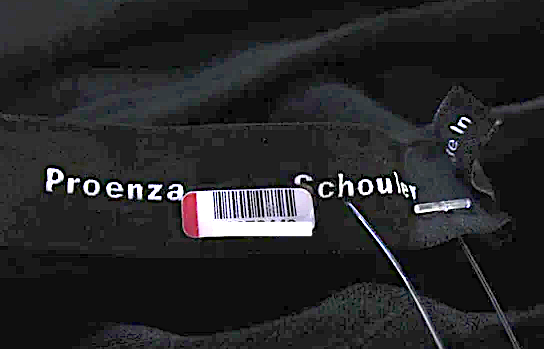 Proenza Schouler NY. Black Striped Print Ribbed Fit & Flare Dress