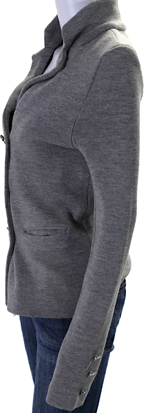 Joseph London. Gray Collared Long Sleeves Double Breasted Jacket