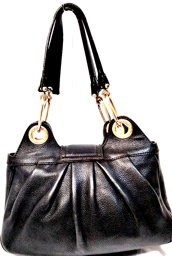 DolceGabbana Italy. Black Leather Goldplated Hardware Shoulder Bag