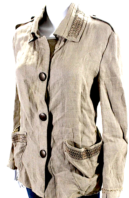 Ter Et Bantine PARIS. Beige Linen Button Down Light Jacket