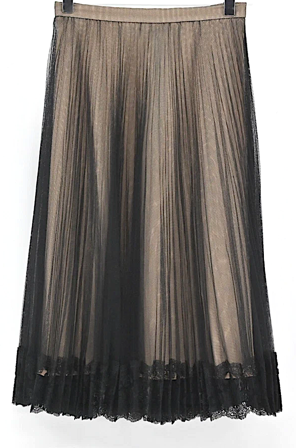 CHRISTOPHER KANE UK.T ulle Pleated Lace Black Retro Coquette Skirt