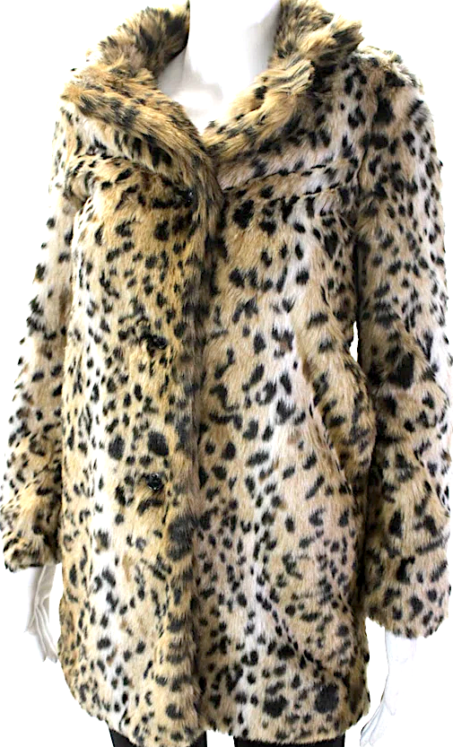 Talula Faux Fur Leopard Print Button Down Coat
