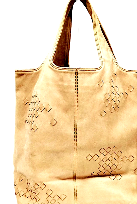Bottega Veneta Italy Beige Lambskin Leather Shoulder Bag / Hand Bag