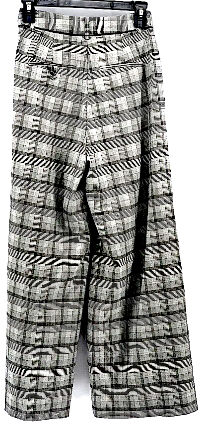 UNITED TOKYO JAPAN. Gray Plaid High-Rise Wide-Leg Pants