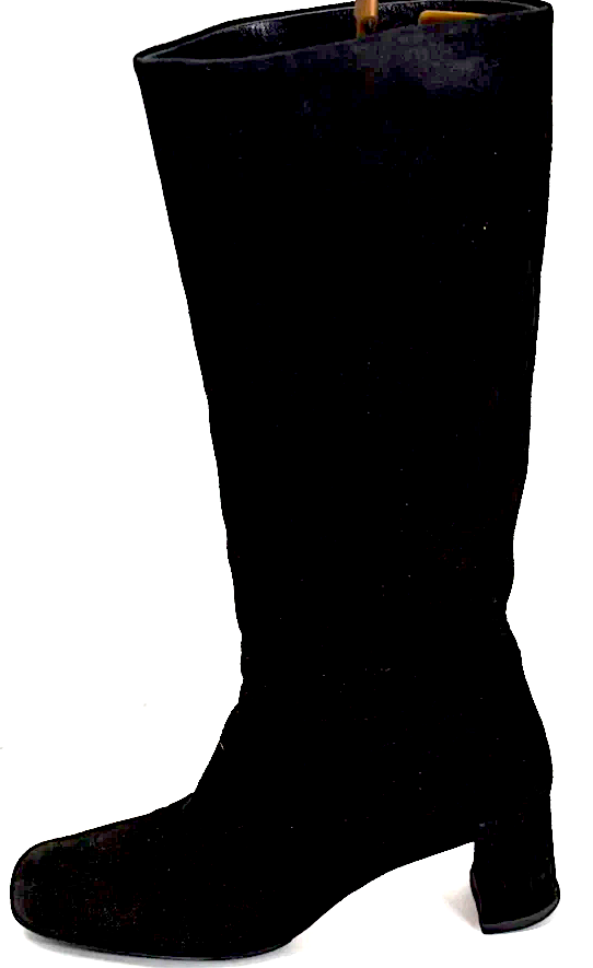 Miu Miu Italy. Black Suede Leather Boots Block 2.5" Heel Slip On Boots Size 39.5