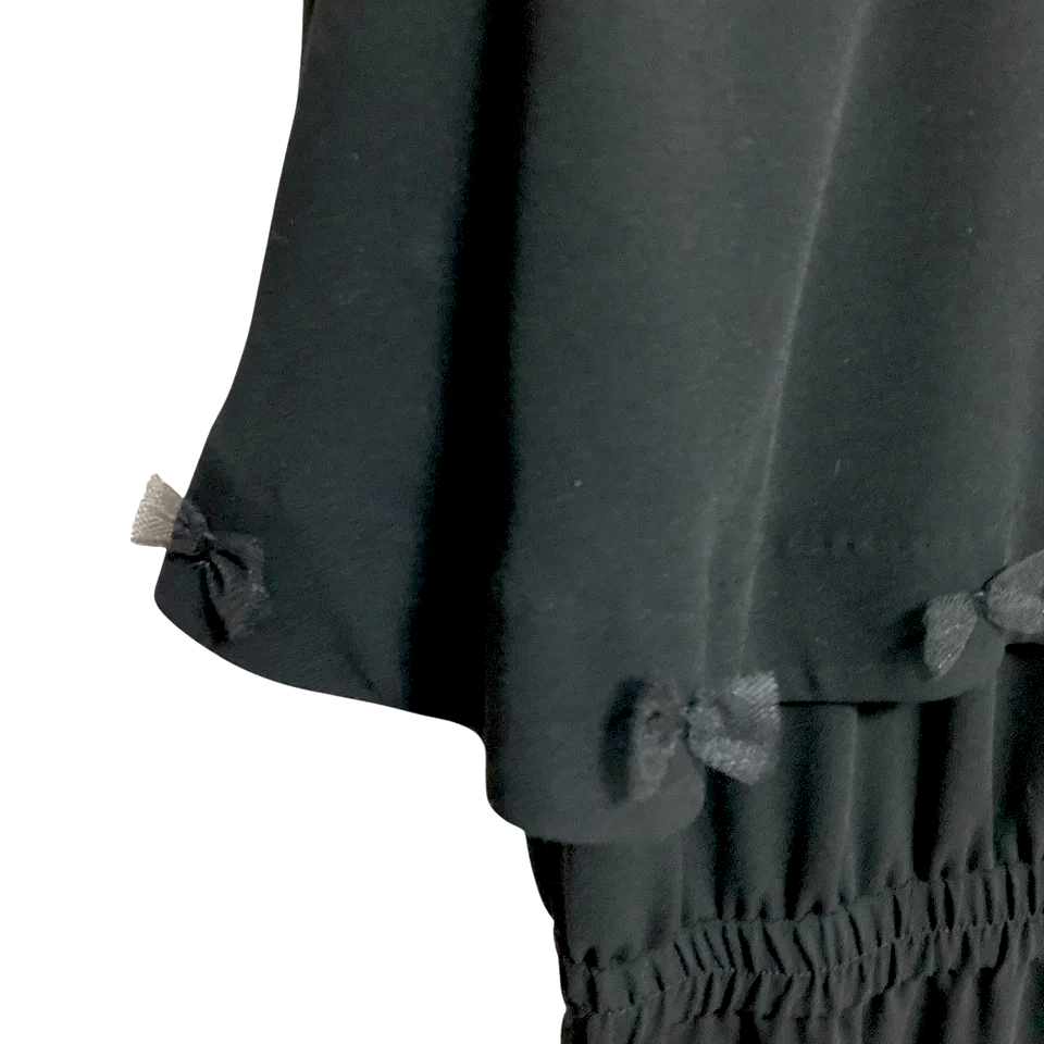 MUVEIL WORK JAPAN. Black Ribbon Cape Dress