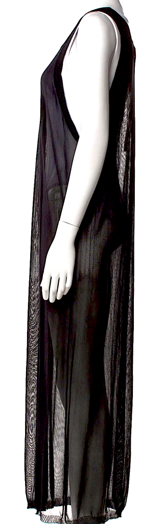 Isabel Benenato Italy. Dark Grey Semi-Sheer Viscose Long Maxi Dress