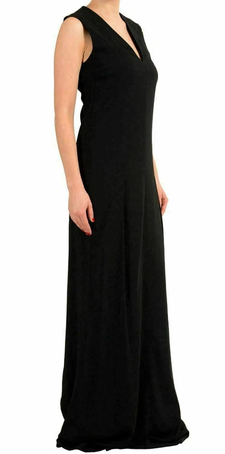 Maison Margiela Paris. NEW. Black V-Neck Sleeveless Maxi Dress