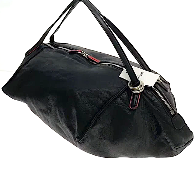 Kawa-Kawa Japan. Black Luxury Leather handbag, tote bag, shoulder bag
