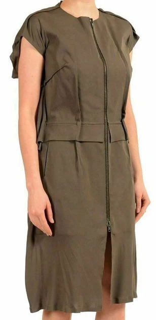 Maison Margiela Paris. NEW. Dark Green Full Zip Sleeveless Sheath Dress