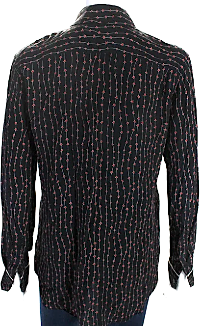 La Ligne NY. Black, Red Button Up Long Sleeve Collared Printed Shirt