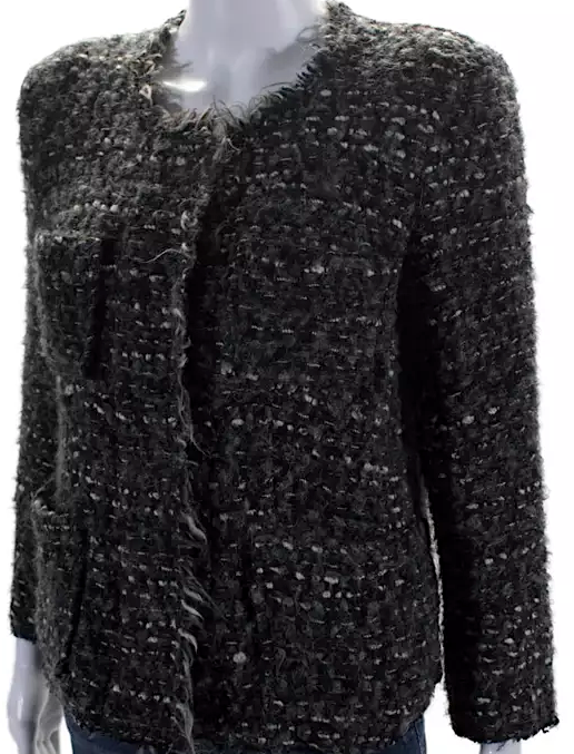 Etoile Isabel Marant Paris. Gray Wool Tweed Long Sleeve Blazer Jacket