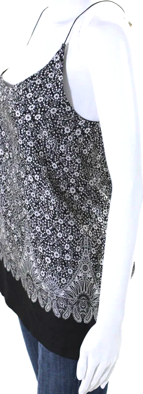 Helmut Lang NY.NEW W/TAGS. Black Silk Floral Print Scoop Neck Wrap Blouse