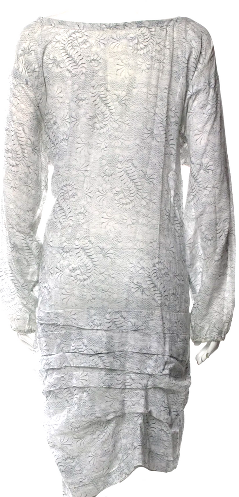 Comme des Garçons Japan. White/Grey Printed Mini Dress