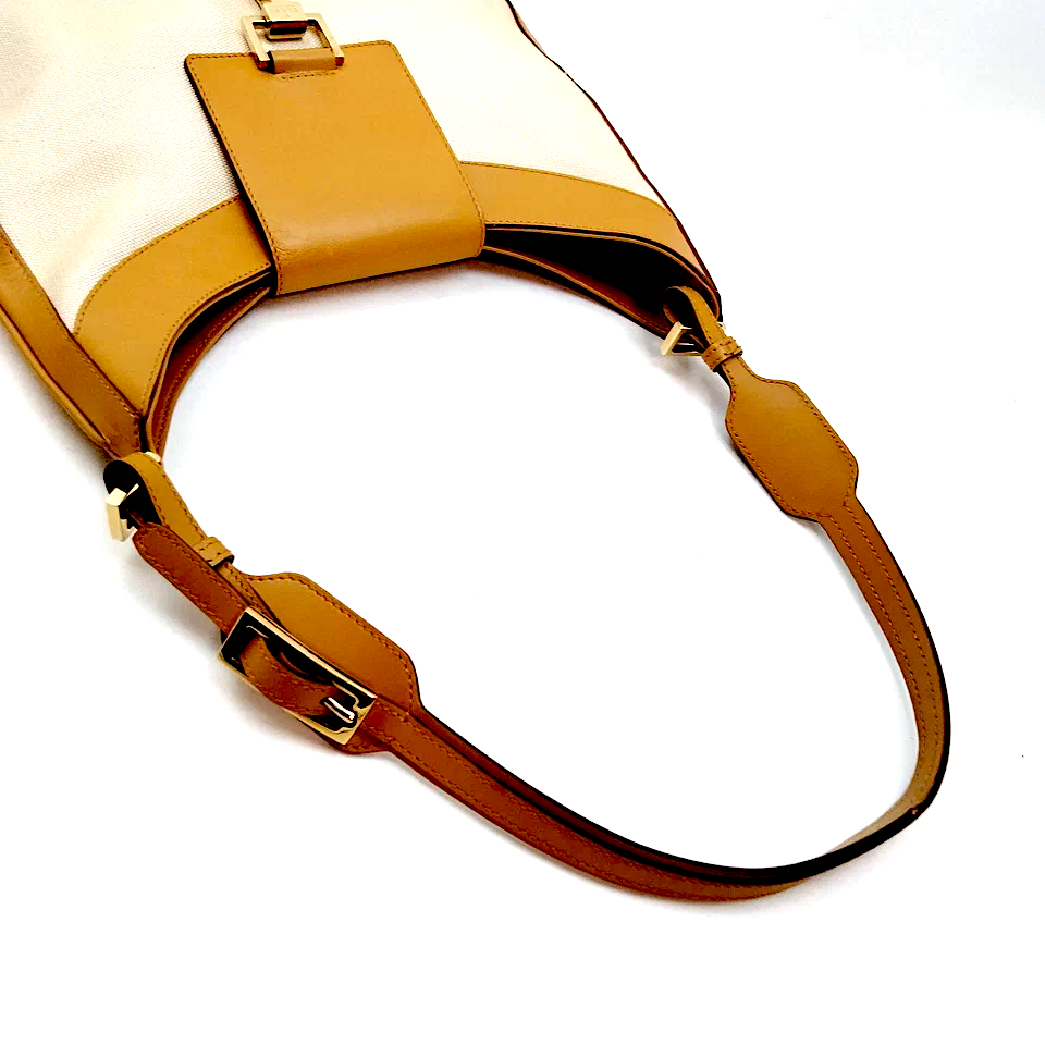 GUCCI ITALY. Vintage Canvas/Leather Shoulder Bag / Hand Bag
