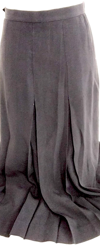 Chanel Paris. Black Acetate, Viscose Blend Pleats Accent Flared Skirt