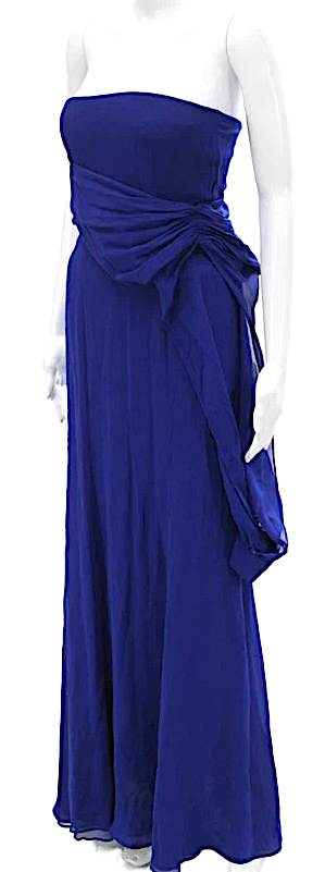 Gucci Italy. Blue Silk Sheer One Shoulder Detail Empire Waist Dress SZ 38IT