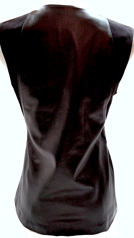 Loewe Madrid. Black Lambskin Leather Sleeveless Top