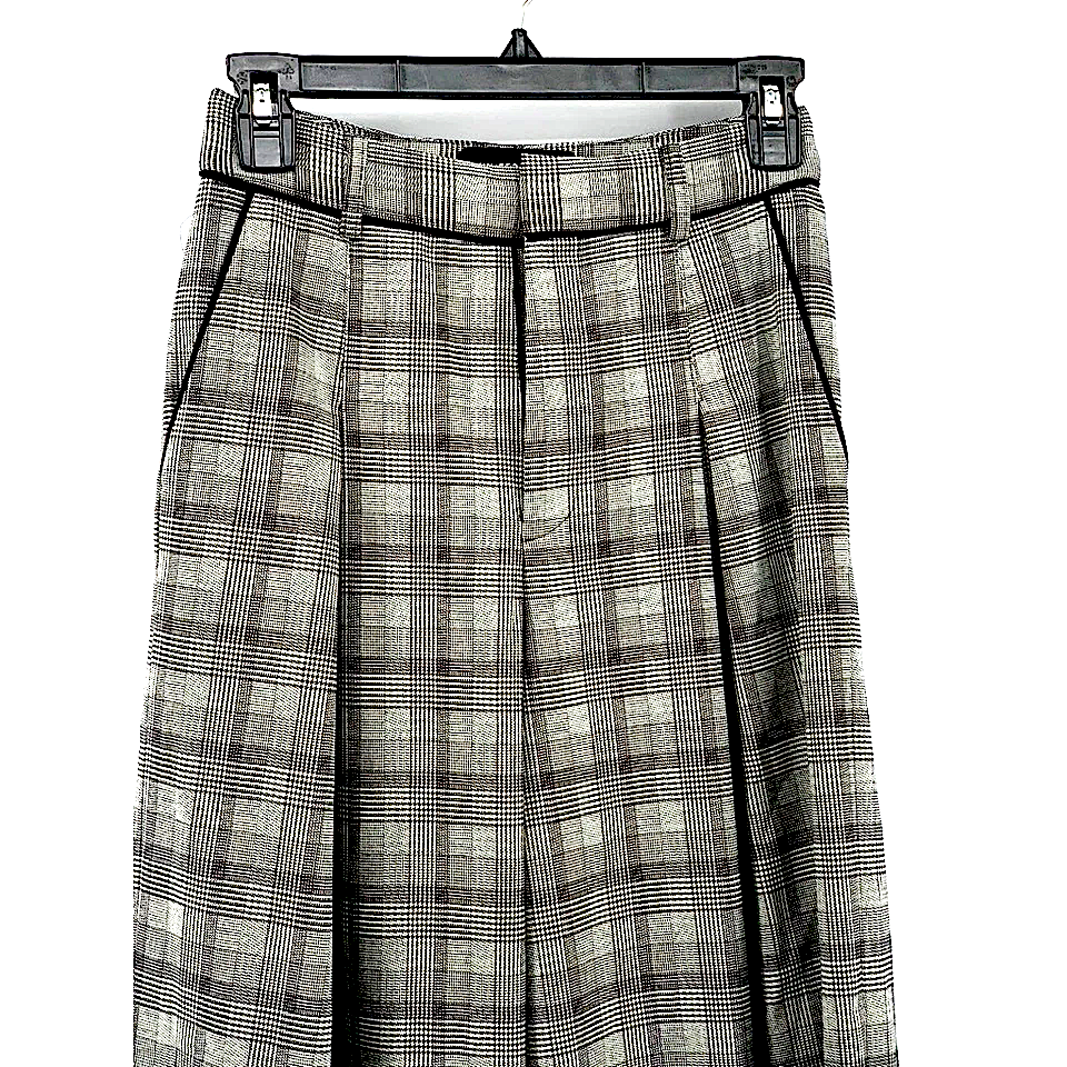 UNITED TOKYO JAPAN. Gray Plaid High-Rise Wide-Leg Pants