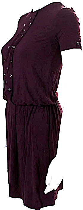 Gucci Italy. Burgundy Viscose Knit Embellishments Front Drop Waist Mini Dress