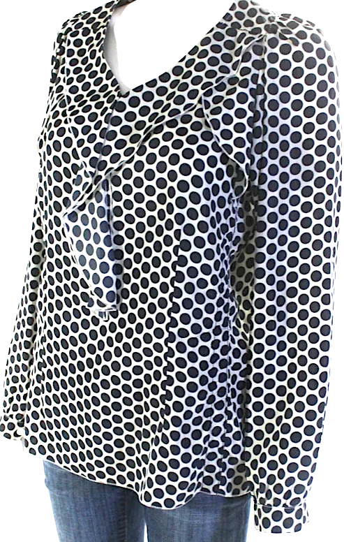 Marni Italy. Black/White Viscose Blend Long Sleeves Polka Dot Blouse