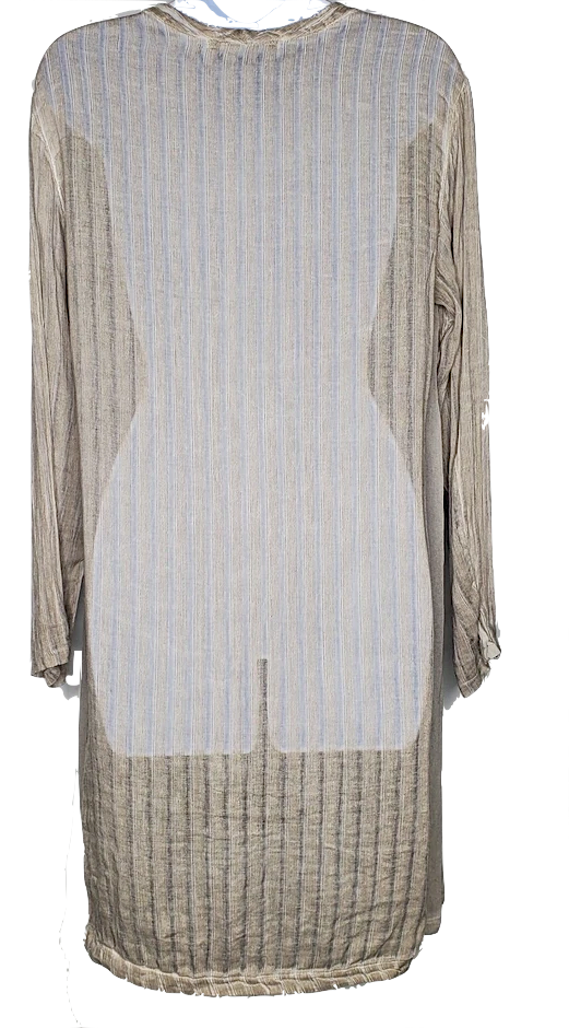 Transit Par Such Italy. Tan Sheer Minimalist Lagenlook Linen Tunic Top / Mini Dress
