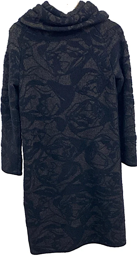 ANTEPRIMA ITALY. Black Abstract Knit Coat w/Hood