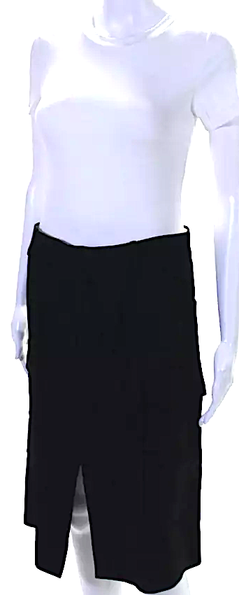 Chloe Paris. Iconic Navy Acetate Slit Front Knee Length Cargo Skirt