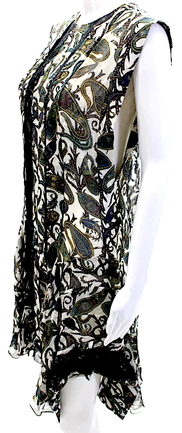 Chloe Paris. Multi-Color Sleeveless Round Neck Lace Pattern Dress