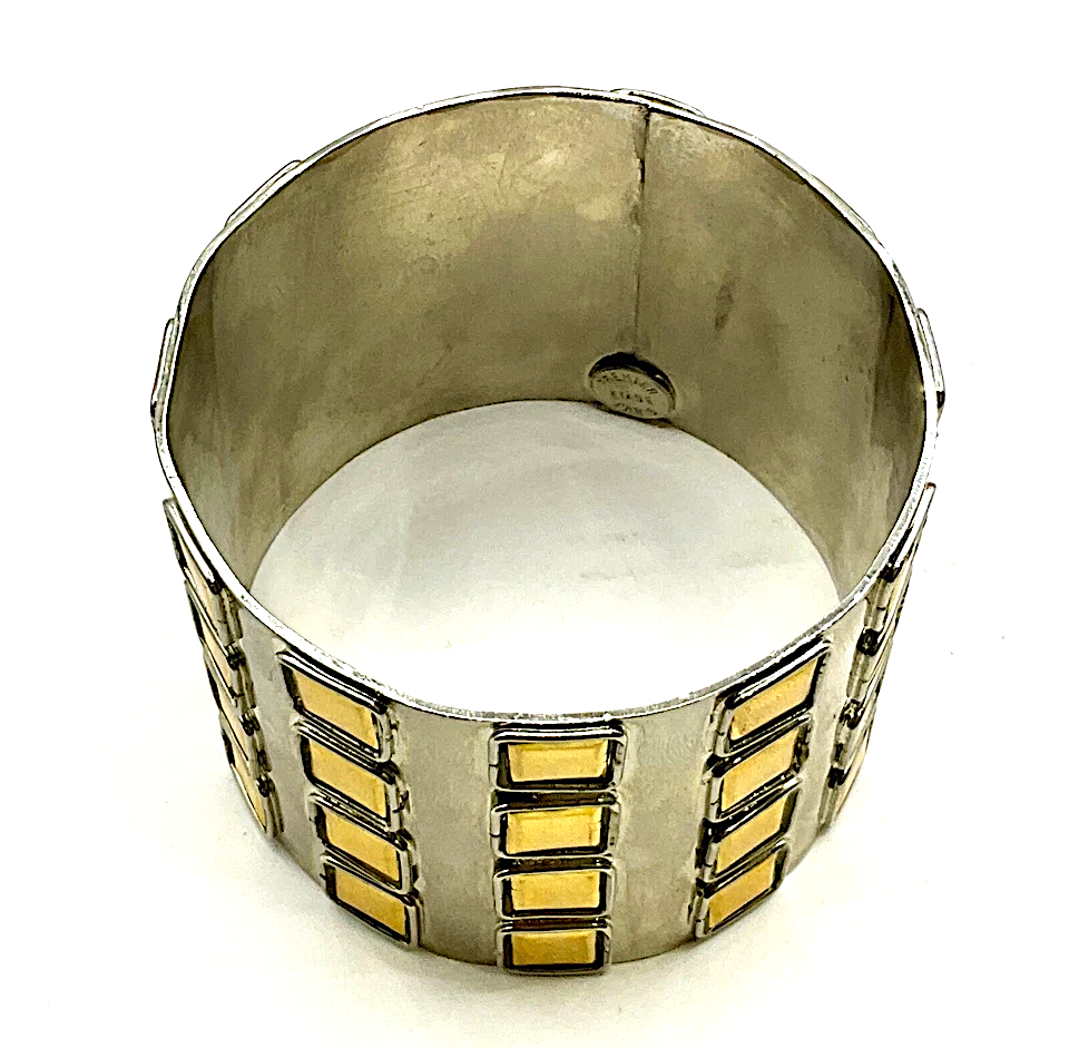 Premier Etage Paris. Vintage Silver And Gold Bangle Bracelet