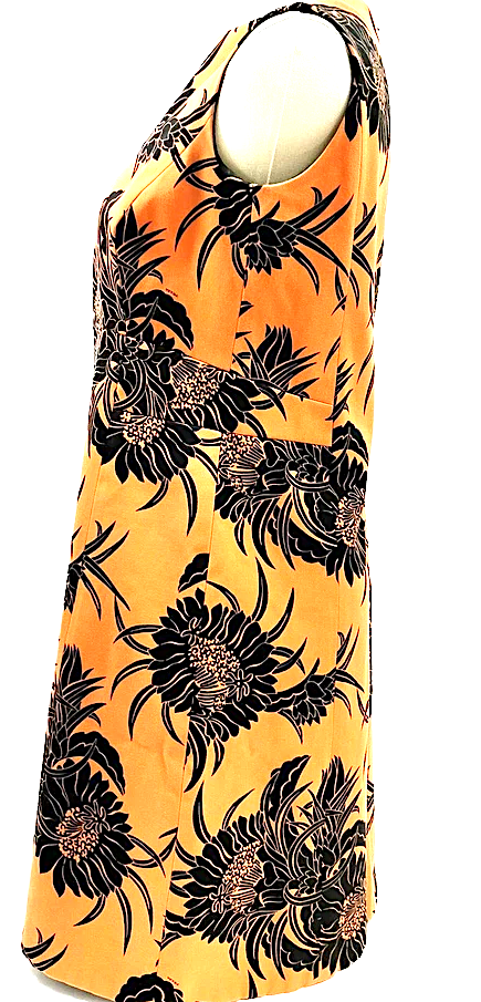 PRADA ITALY. Vintage Printed Cotton Sunflowers Print Dress