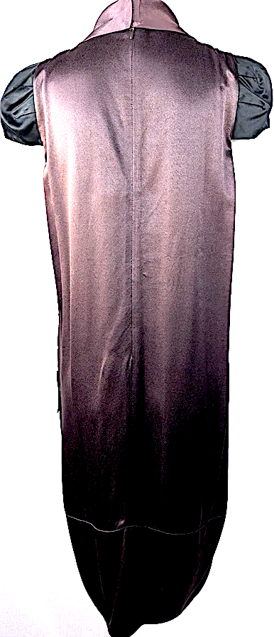 PRADA ITALY.Rich Brown/Bronze Sash Sheath Dress Cap Sleeves