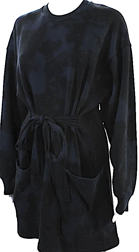 Proenza Schouler NYC. White Label. Midnite Blue/Black Belted Mini Sweater Dress