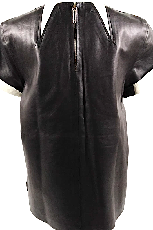 Fendi Italy. Black Leather/Silk Top