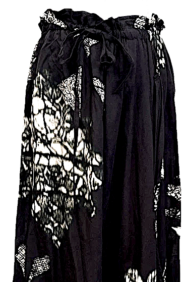 Yohji Yamamoto Japan. Y's. Drawstring Waist, Black, White, Green, Skirt