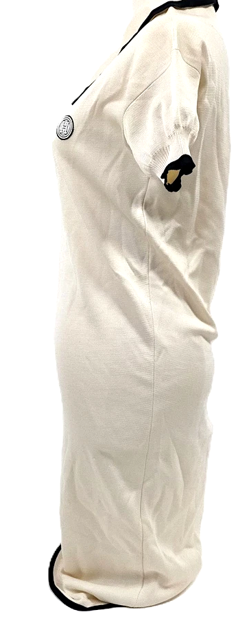 Hermes Paris. Cream Silk, Cashmere w/Black Accents Dress