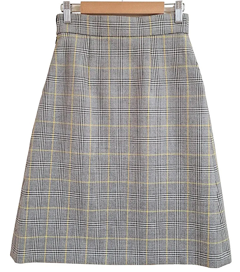 MIU MIU ITALY. Vintage Pristine Cream Glenn Plaid Pattern Dark Brown Skirt