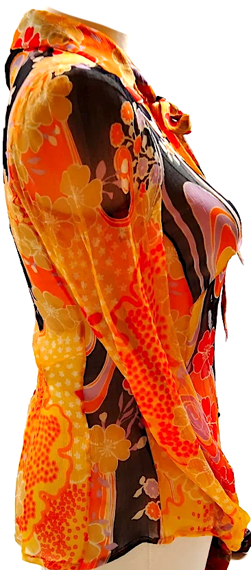 DOLCE&GABBANA ITALY. D & G. Multi-Color Oranges Silk Top