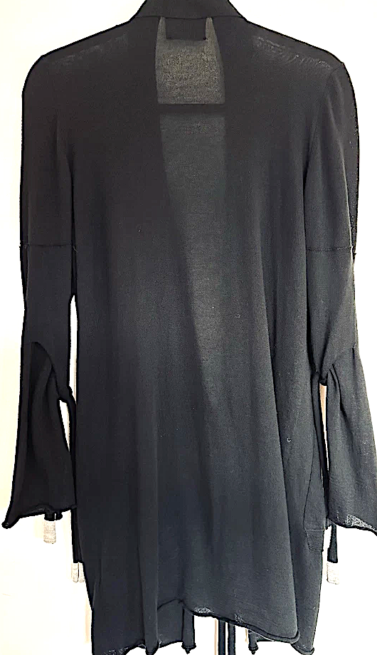 LOST & FOUND Ria Dunn, NEW/NO TAG. Black Ties Cotton Cardigan Top