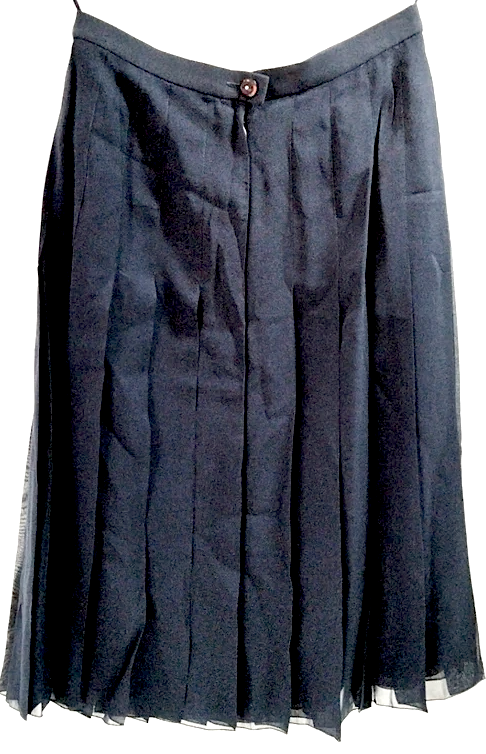 Chanel Paris. 2003 Collection Black Pleats Silk Skirt
