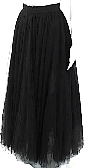Jenny Packham Couture UK. Black Back Zip Mesh Overlay Long Cocktail Skirt