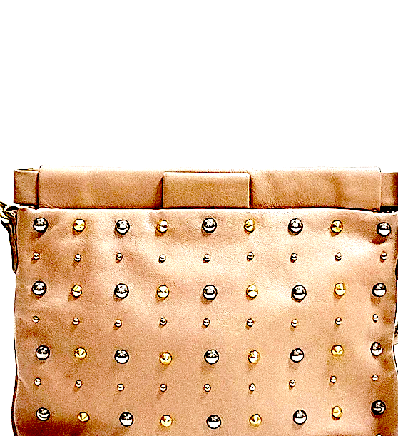 Miu Miu Italy. Pink Studded Leather Small Crossbody / Shoulder Bag