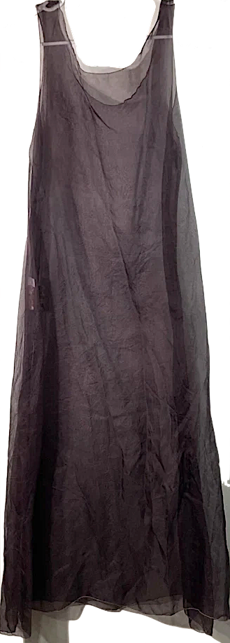 Yellen NYC. Dk Brown Tulle Silk Lagenlook Slip Dress