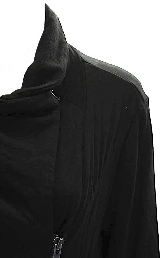 Helmut Lang NYC. Black Ramie Wool High Neck Two Pocket Long Sleeve Zip Up Jacket