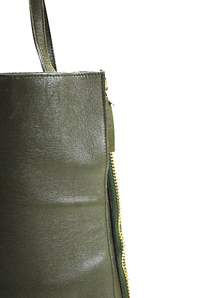 Marni Italy. Dark Green Leather Zip Detail Medium Shoulder Bag / Handbag
