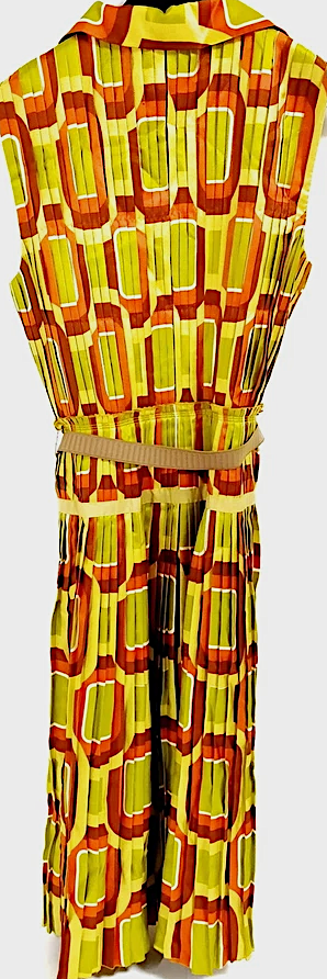 Prada Italy. Multi-Color Pleated Silk Dress
