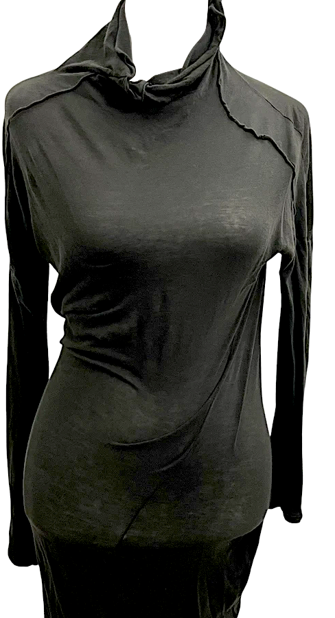 Humanoid Netherlands. Lightweight Gray Turtleneck Bodycon Long Sleeve Midi Dress