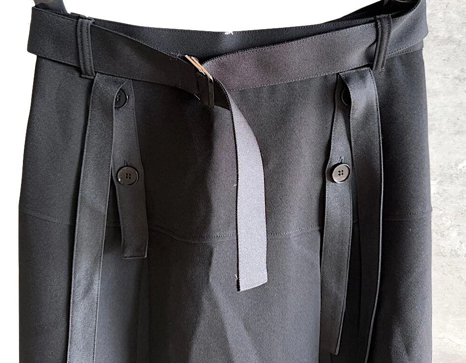 United Tokyo Japan. Base Black Polyester Blend A-Line Maxi Skirt