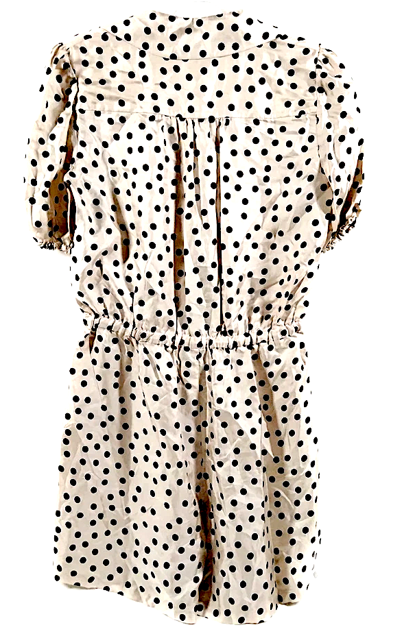 DOLCE&GABBANA ITALY. Cream/Black Polka Dot Silk Dress